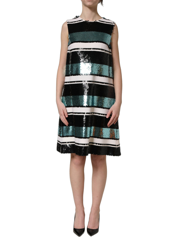 Dolce &amp; Gabbana Multicolor Sequined Sleeveless Shift Dress