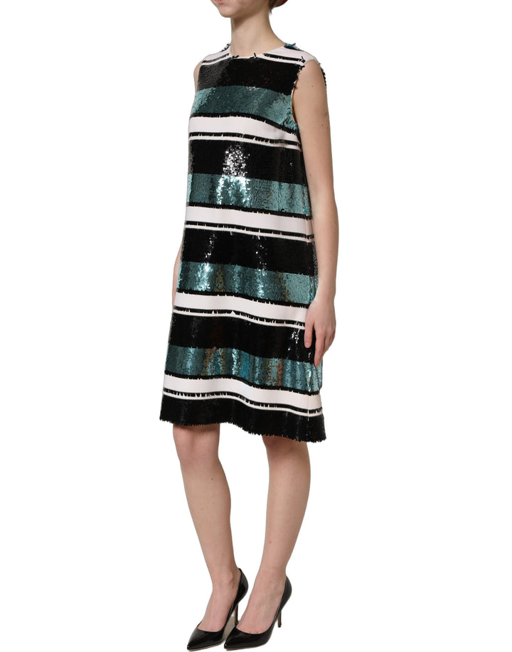 Dolce &amp; Gabbana Multicolor Sequined Sleeveless Shift Dress