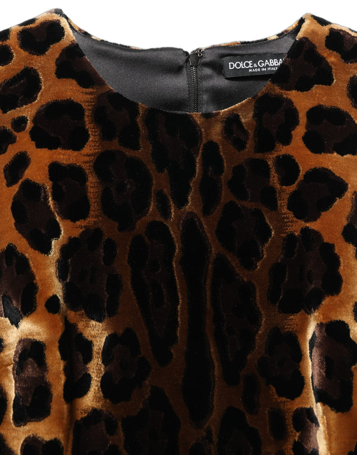 Dolce &amp; Gabbana Brown Leopard Sleeveless Sheath Mini Dress