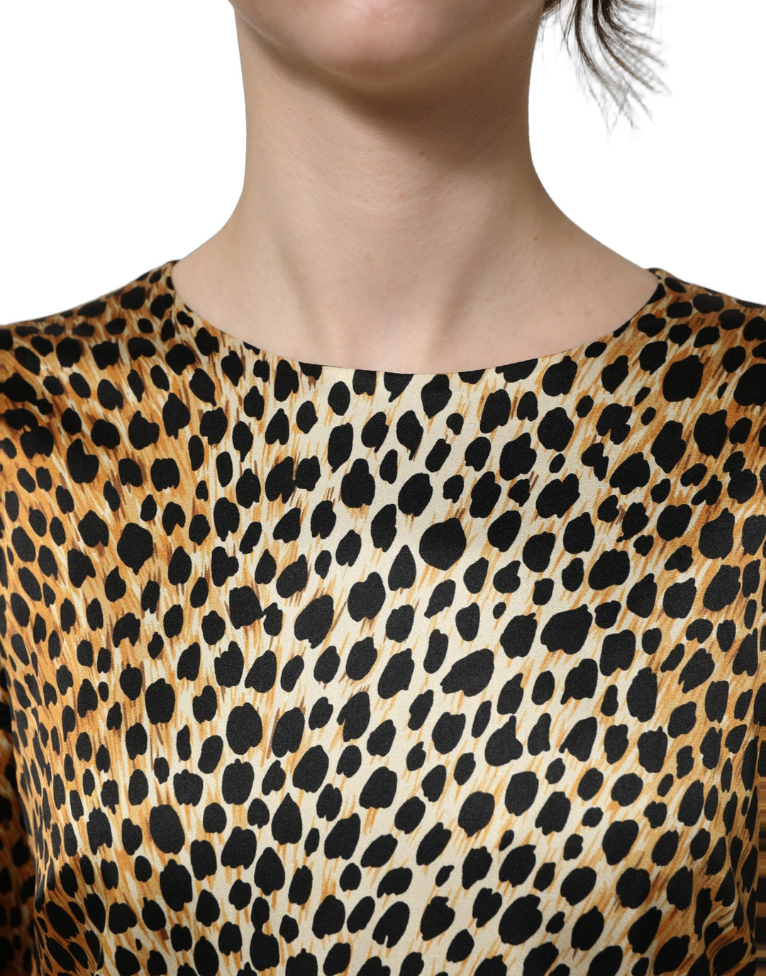 Dolce &amp; Gabbana Brown Ocelot Print Long Sleeve Mini Dress