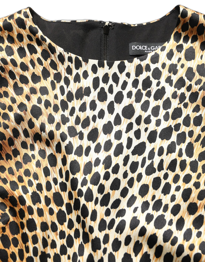 Dolce &amp; Gabbana Brown Ocelot Print Long Sleeve Mini Dress