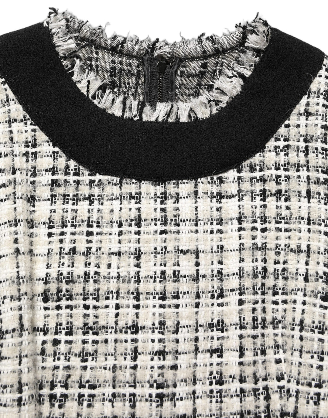 Dolce &amp; Gabbana Multicolor Bouclé Tweed Frayed Trim Midi Dress