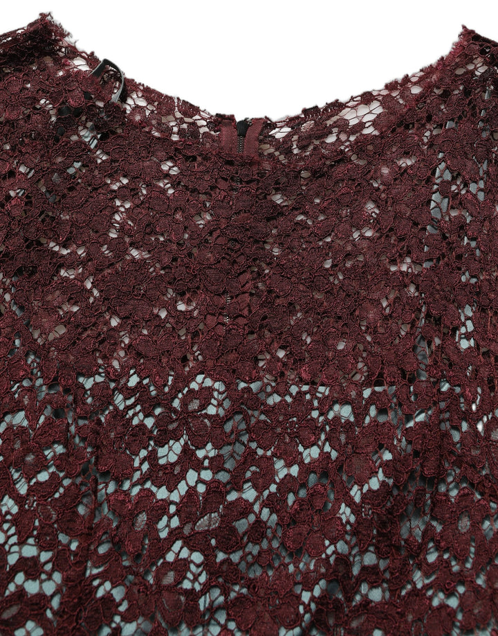 Dolce &amp; Gabbana Multicolor Floral Lace Taffeta Pleated Midi Dress