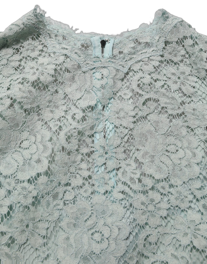 Dolce &amp; Gabbana Mint Green Lace Sleeveless Knee Length Dress