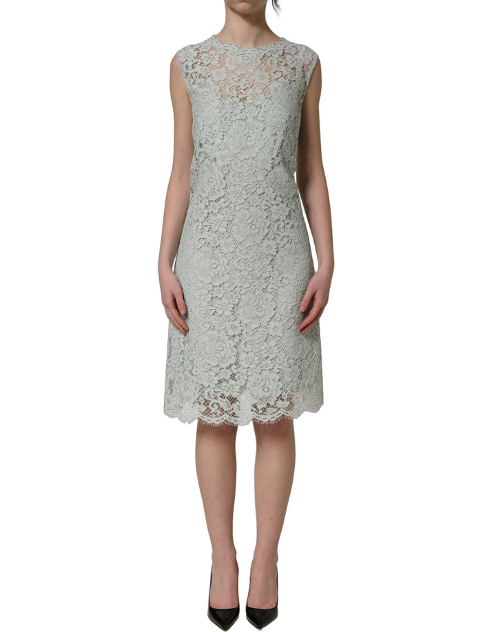 Dolce &amp; Gabbana Mint Green Lace Sleeveless Knee Length Dress