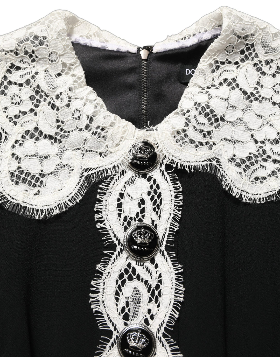 Dolce &amp; Gabbana Black Lace Detailing Long Sleeves Midi Dress