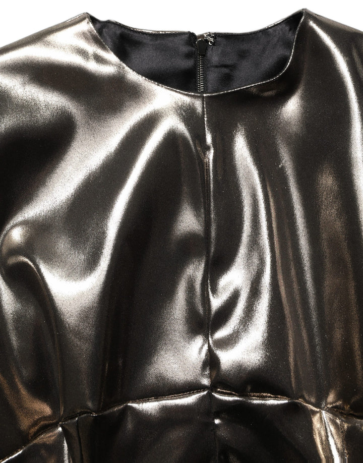 Dolce &amp; Gabbana Metallic Gold Polyester LongSleeve Maxi Dress