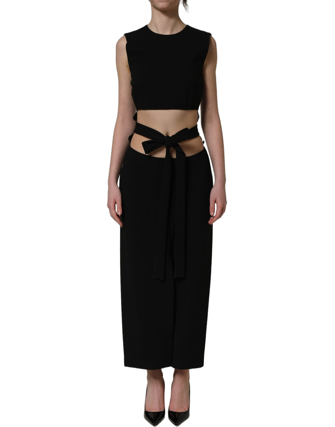 Dolce &amp; Gabbana Black Cut Out Detail Sleeveless Maxi Dress