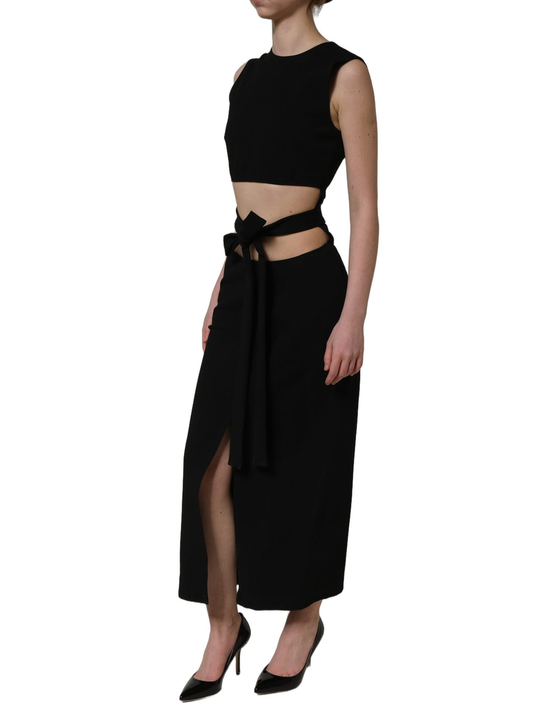 Dolce &amp; Gabbana Black Cut Out Detail Sleeveless Maxi Dress