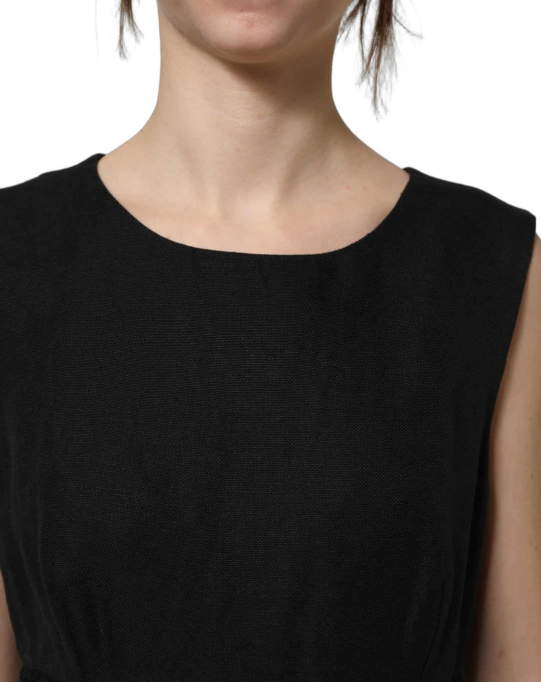 Dolce &amp; Gabbana Black Floral Lace Sleeveless Shift Dress