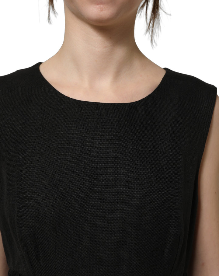 Dolce &amp; Gabbana Black Floral Lace Sleeveless Shift Dress