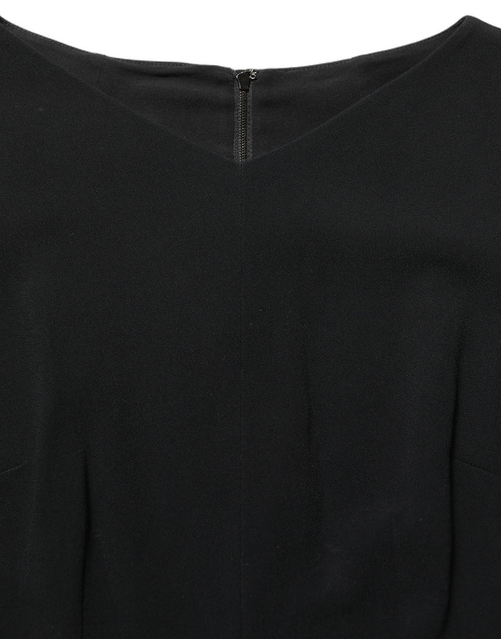 Dolce &amp; Gabbana Black Viscose Short Sleeve A-line Midi Dress