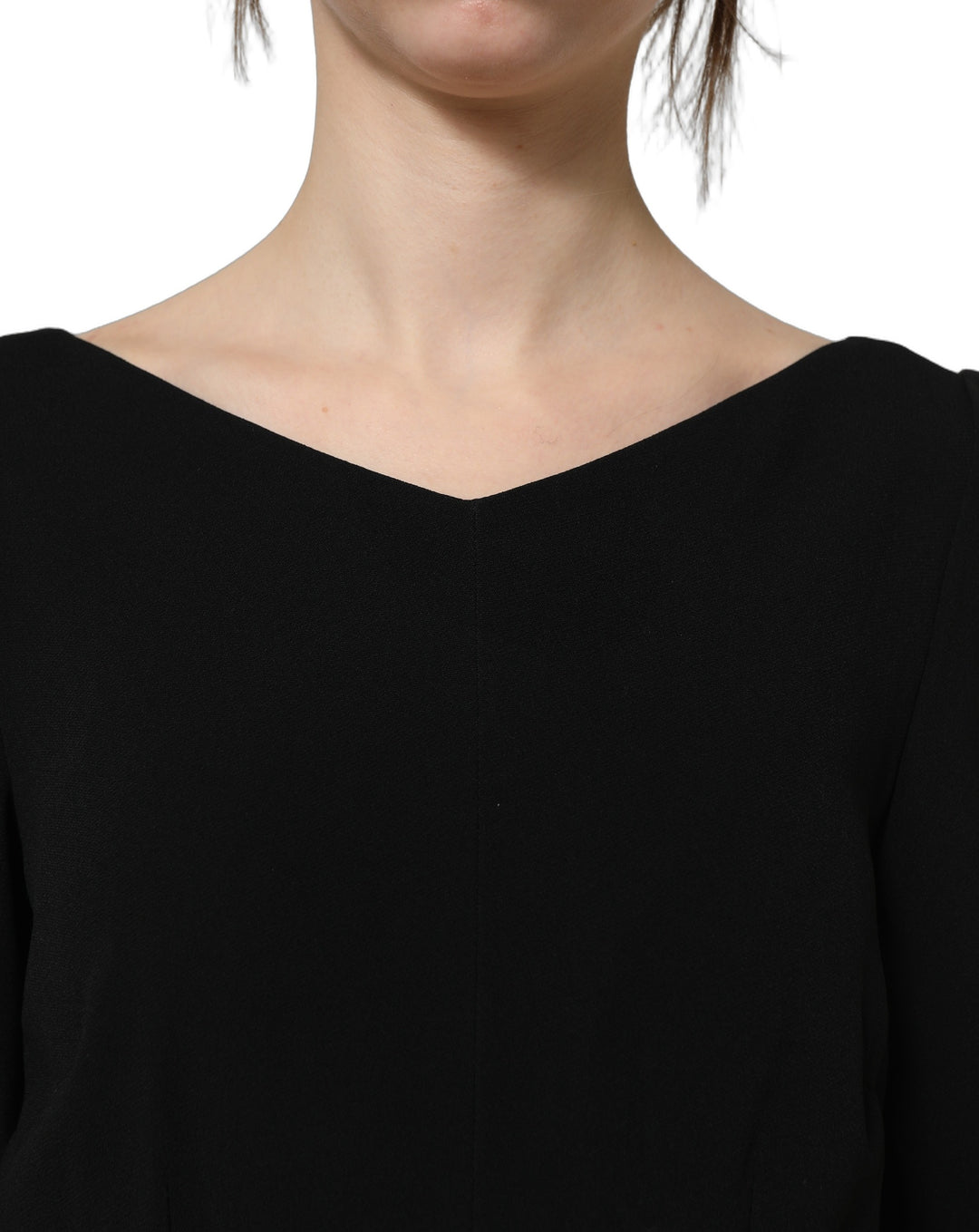 Dolce &amp; Gabbana Black Viscose Short Sleeve A-line Midi Dress