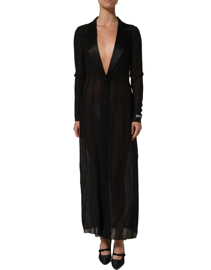 Dolce &amp; Gabbana Black Silk Sheer Chiffon Long Maxi Dress