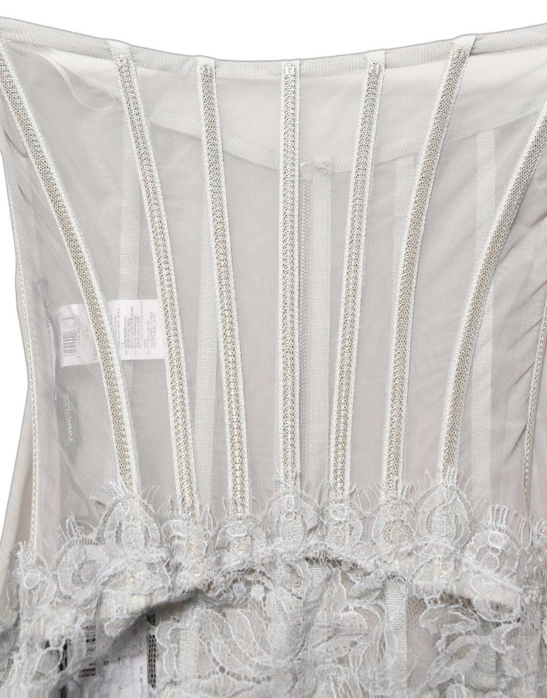 Dolce &amp; Gabbana Gray Lace Corset Style Bodice Maxi Dress