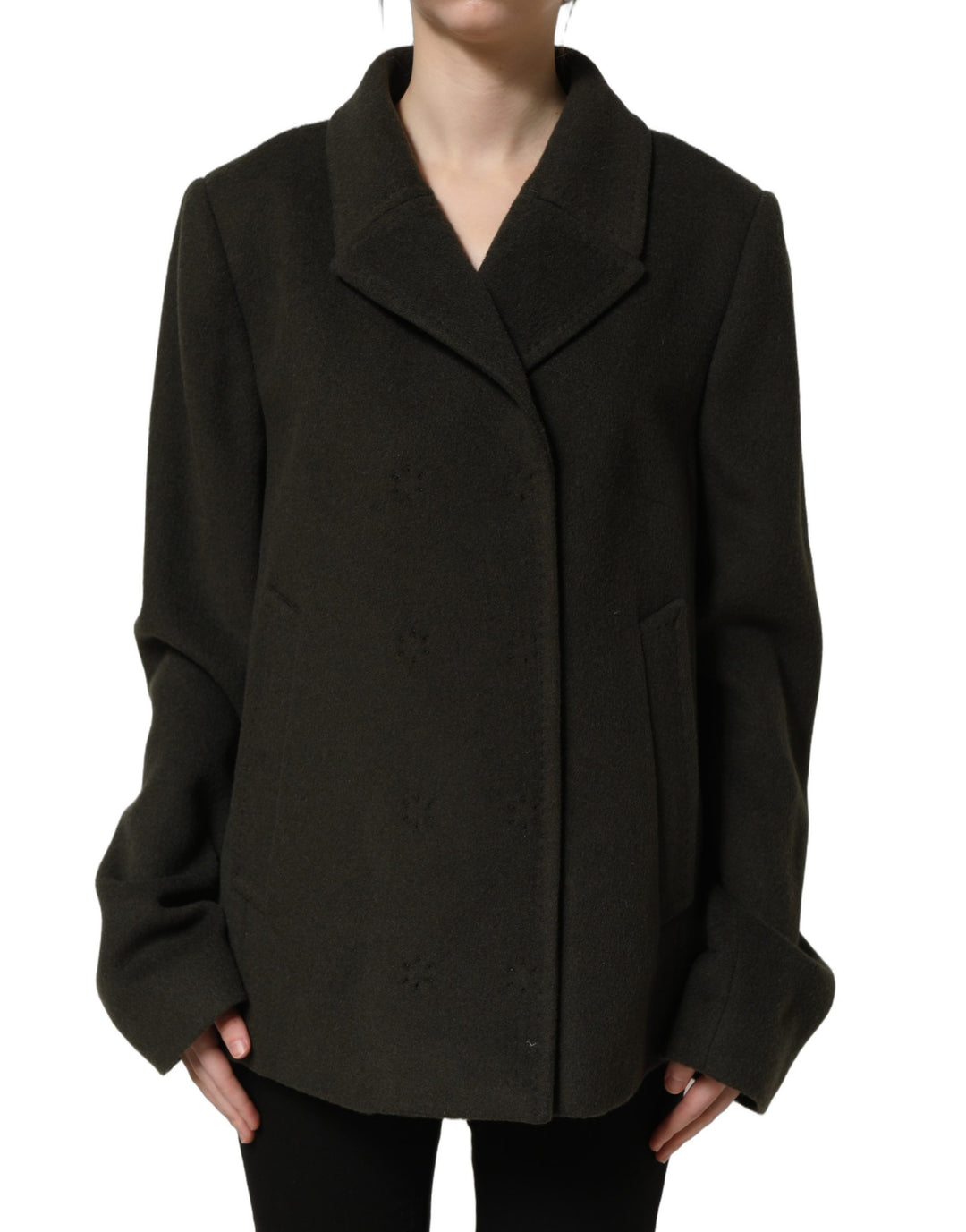 Dolce &amp; Gabbana Dark Green Double Breasted Peacoat Jacket