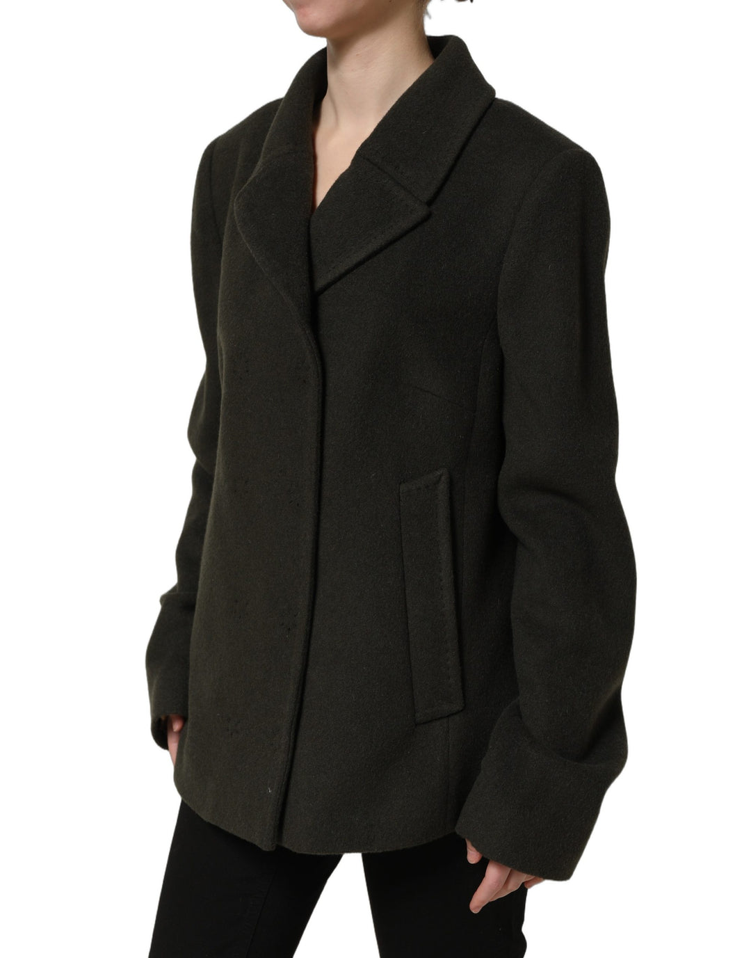 Dolce &amp; Gabbana Dark Green Double Breasted Peacoat Jacket
