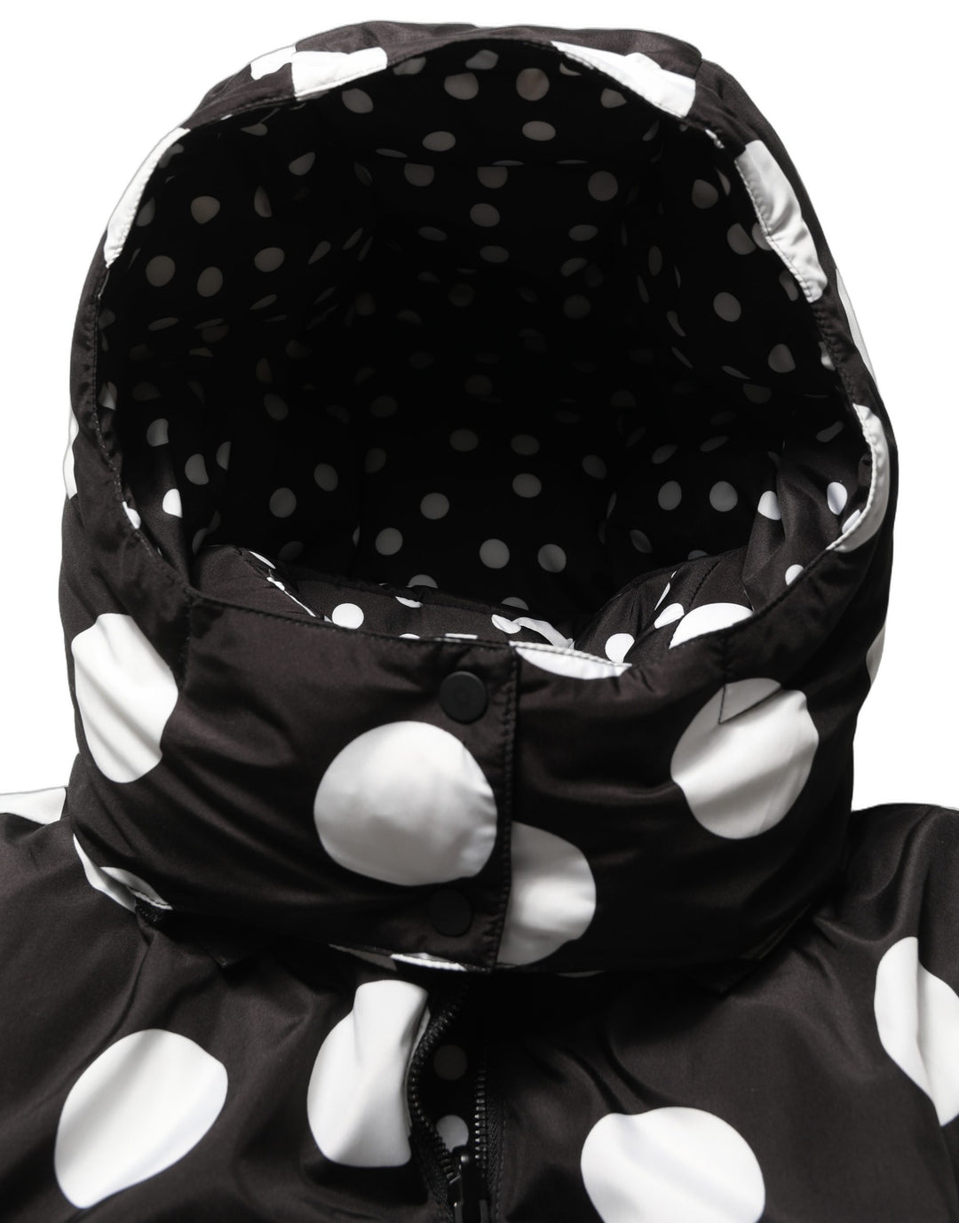 Dolce &amp; Gabbana Black White Polka Dot Hooded Blouson Jacket