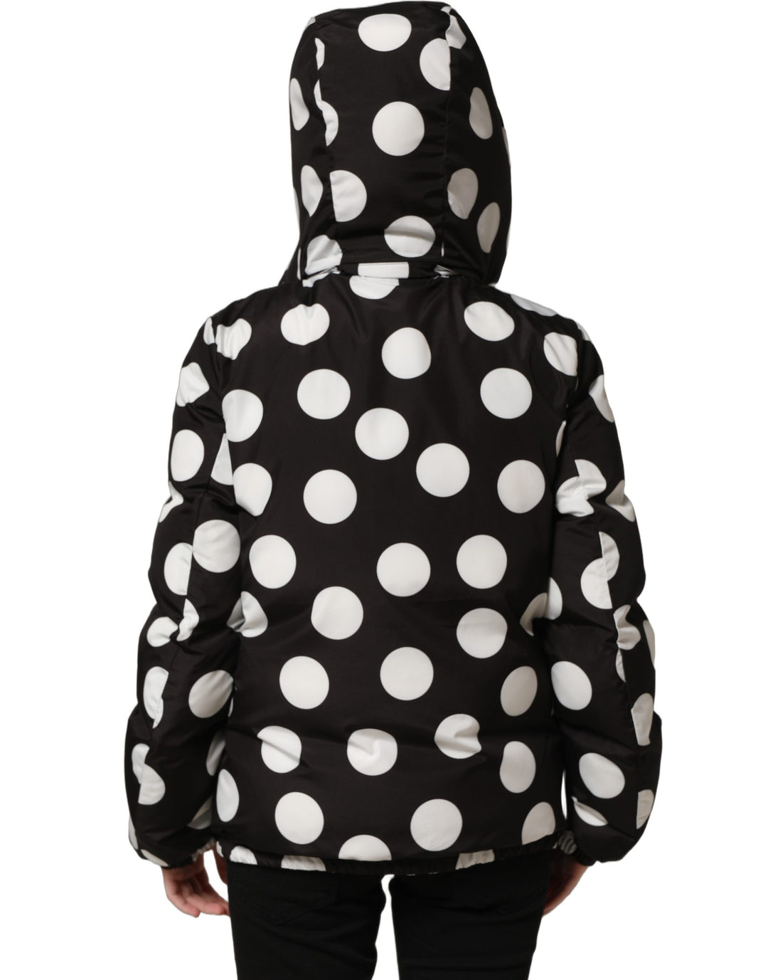 Dolce &amp; Gabbana Black White Polka Dot Hooded Blouson Jacket