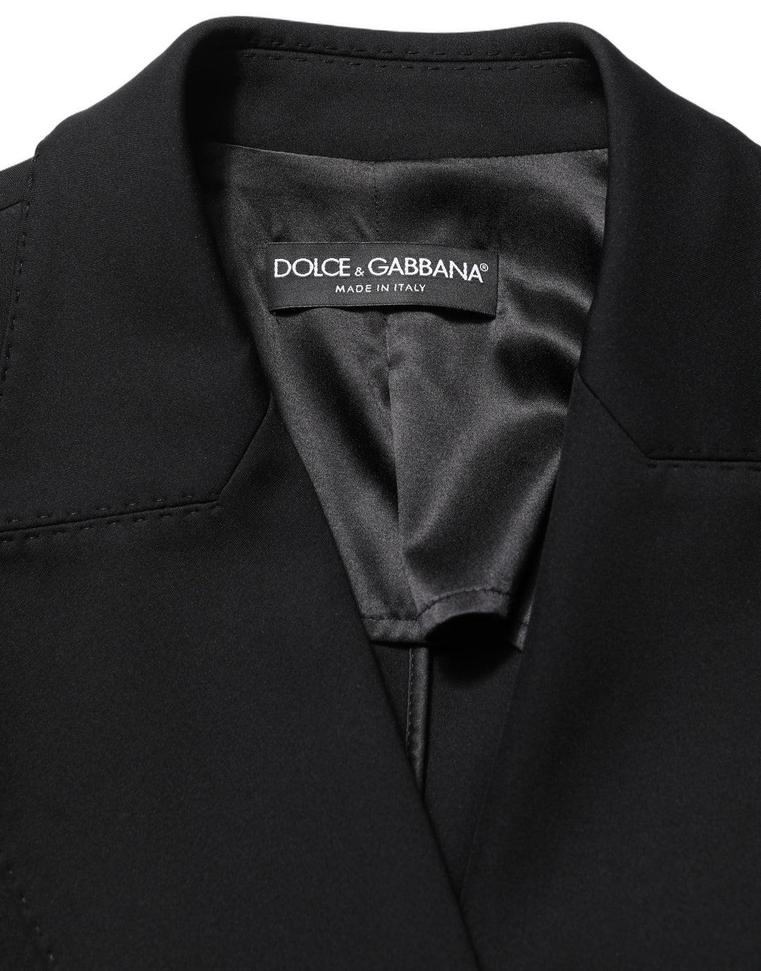 Dolce &amp; Gabbana Black Double Breasted Crepe Blazer Jacket