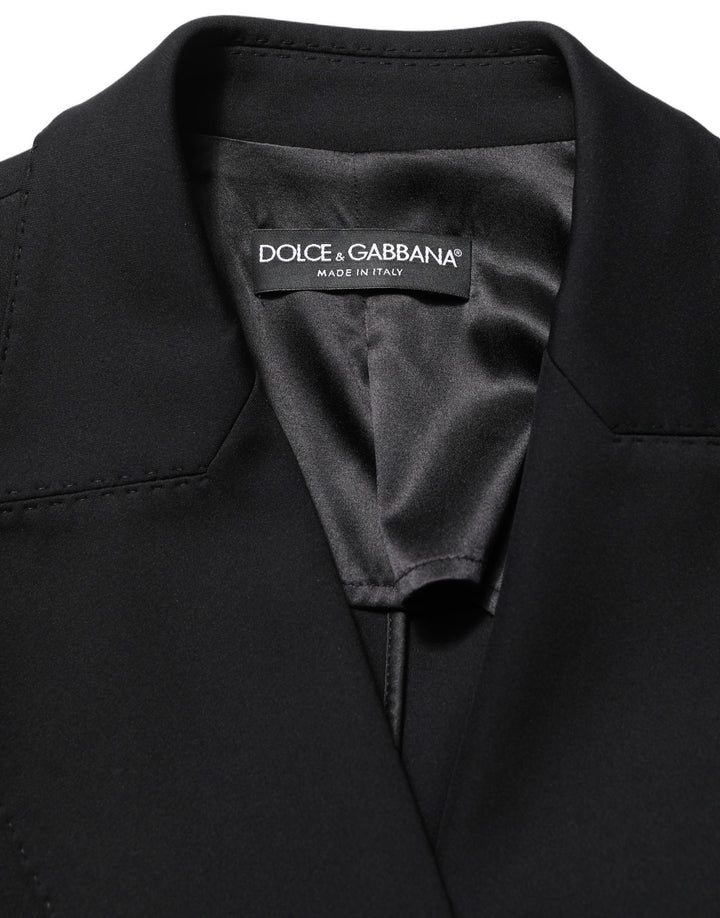 Dolce &amp; Gabbana Black Double Breasted Crepe Blazer Jacket