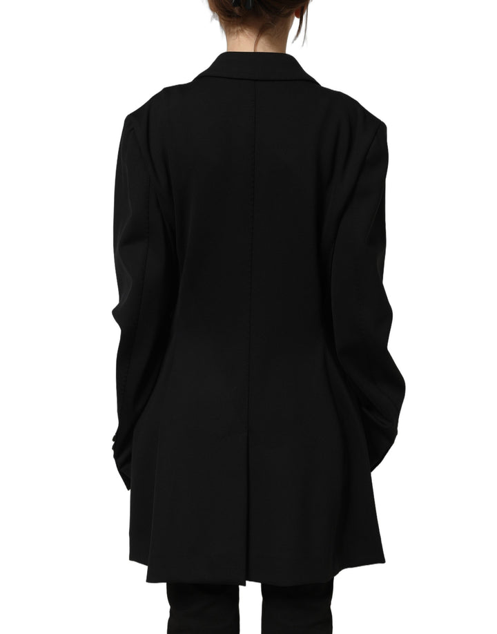 Dolce &amp; Gabbana Black Double Breasted Crepe Blazer Jacket