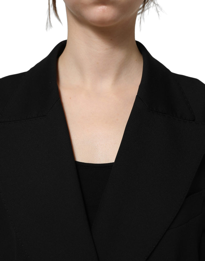 Dolce &amp; Gabbana Black Double Breasted Crepe Blazer Jacket