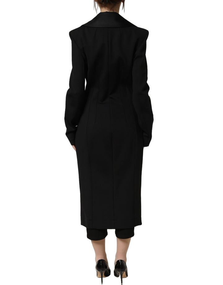 Dolce &amp; Gabbana Black Nylon Double Breasted Coat Jacket