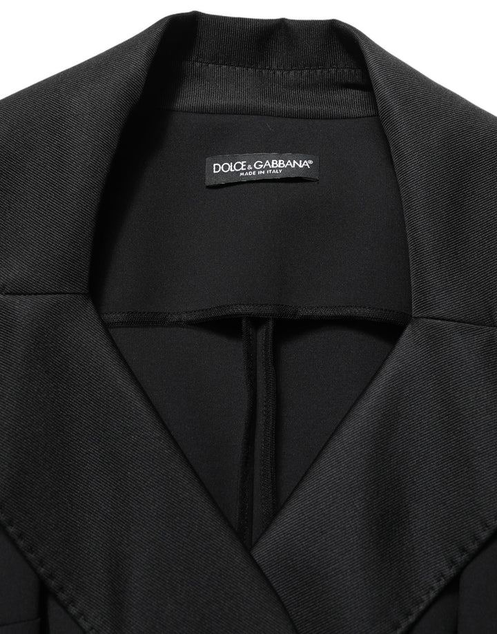 Dolce &amp; Gabbana Black Nylon Double Breasted Coat Jacket