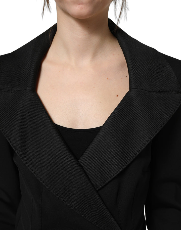 Dolce &amp; Gabbana Black Nylon Double Breasted Coat Jacket