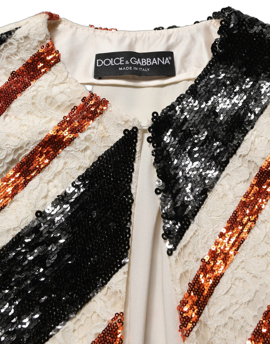 Dolce &amp; Gabbana Multicolor Stripe Sequin Duster Coat Jacket