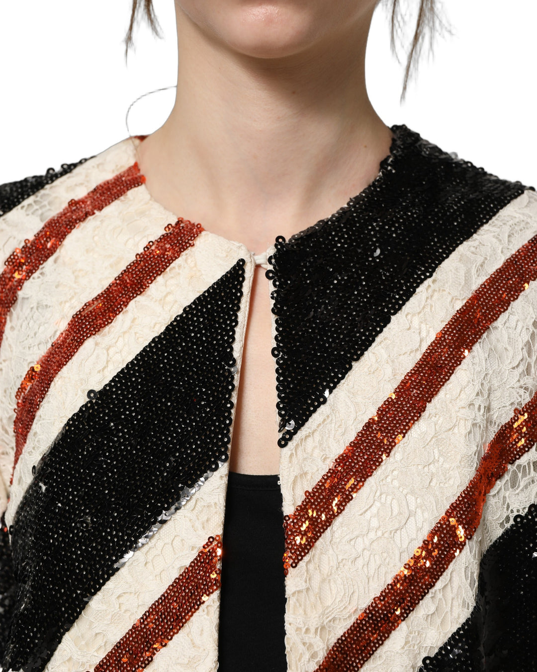 Dolce &amp; Gabbana Multicolor Stripe Sequin Duster Coat Jacket