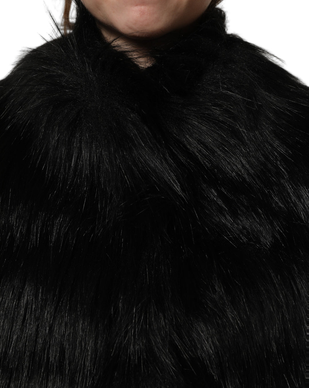 Dolce &amp; Gabbana Black Acrylic Faux Fur Sleeveless Vest Jacket