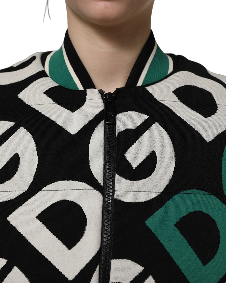 Dolce &amp; Gabbana Multicolor Logo Full Zip Bomber Jacket