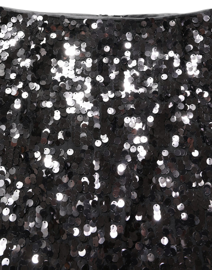 Dolce &amp; Gabbana Brown Sequinned Embellished Pencil Cut Skirt