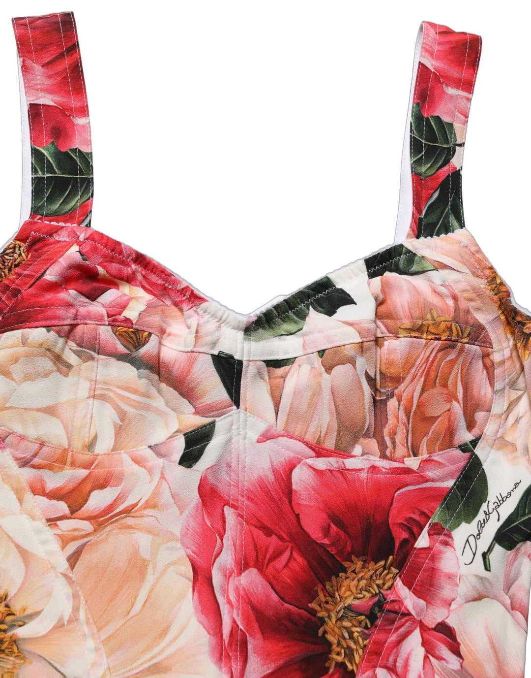 Dolce &amp; Gabbana Multicolor Floral Cropped Bustier Tank Top