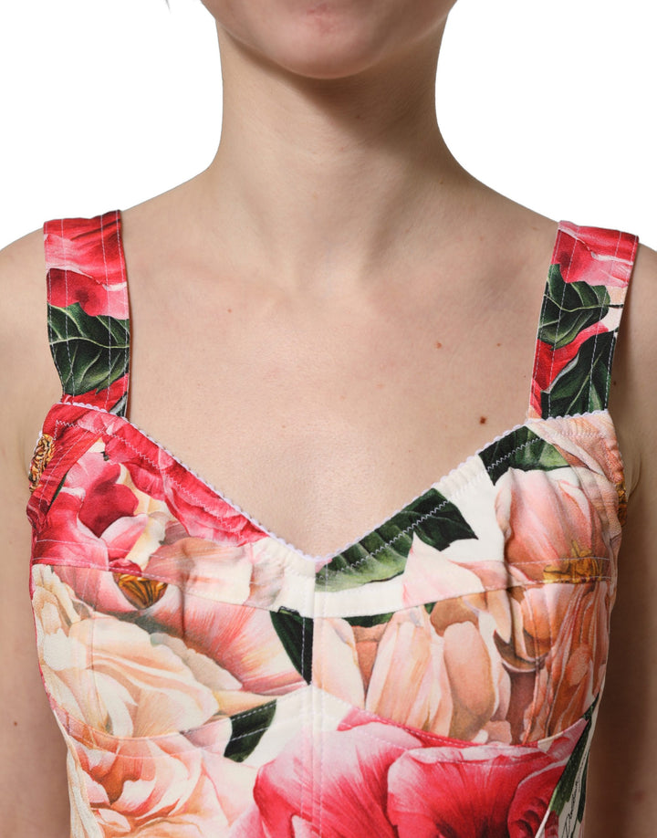 Dolce &amp; Gabbana Multicolor Floral Cropped Bustier Tank Top