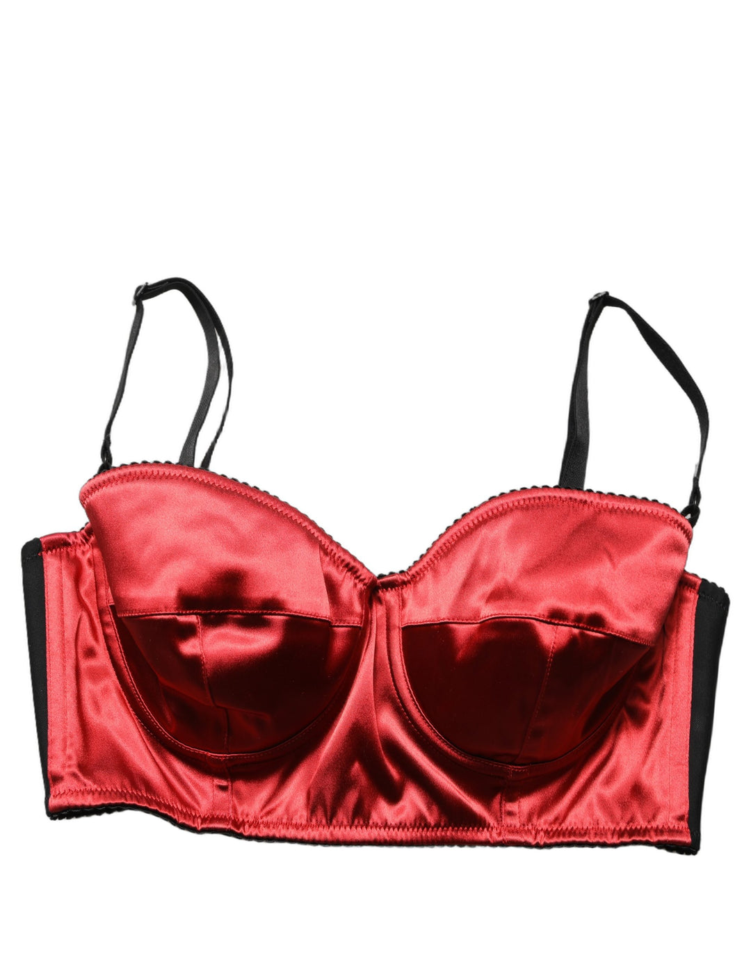 Dolce &amp; Gabbana Red Polyester Satin Bustier Cropped Tank Top
