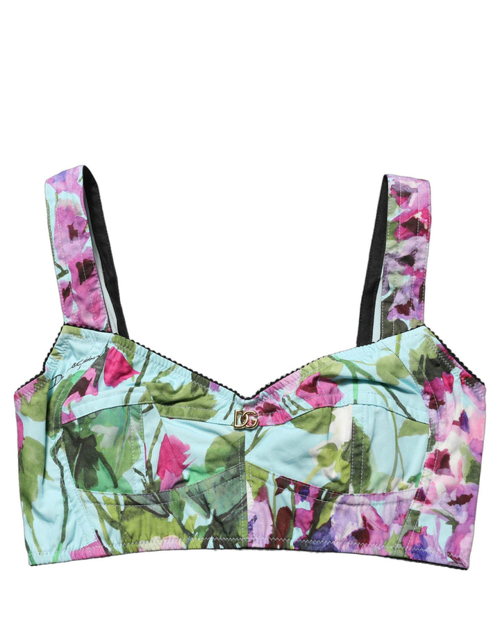 Dolce &amp; Gabbana Multicolor Floral Cropped Bustier Tank Top
