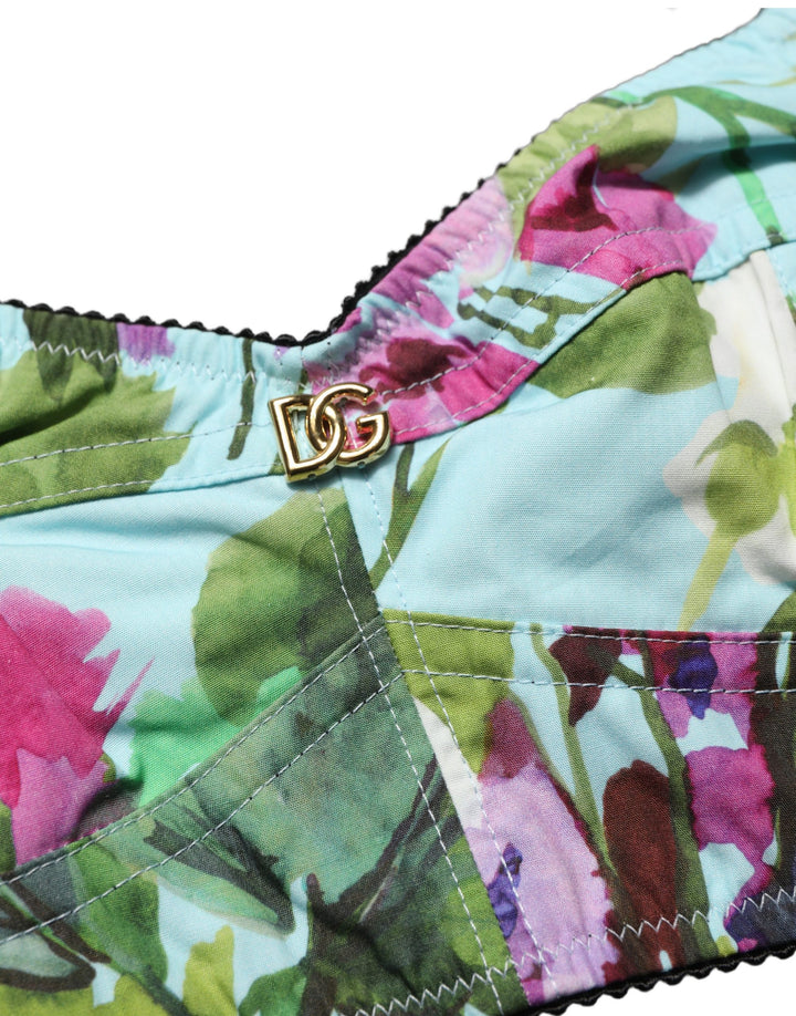 Dolce &amp; Gabbana Multicolor Floral Cropped Bustier Tank Top