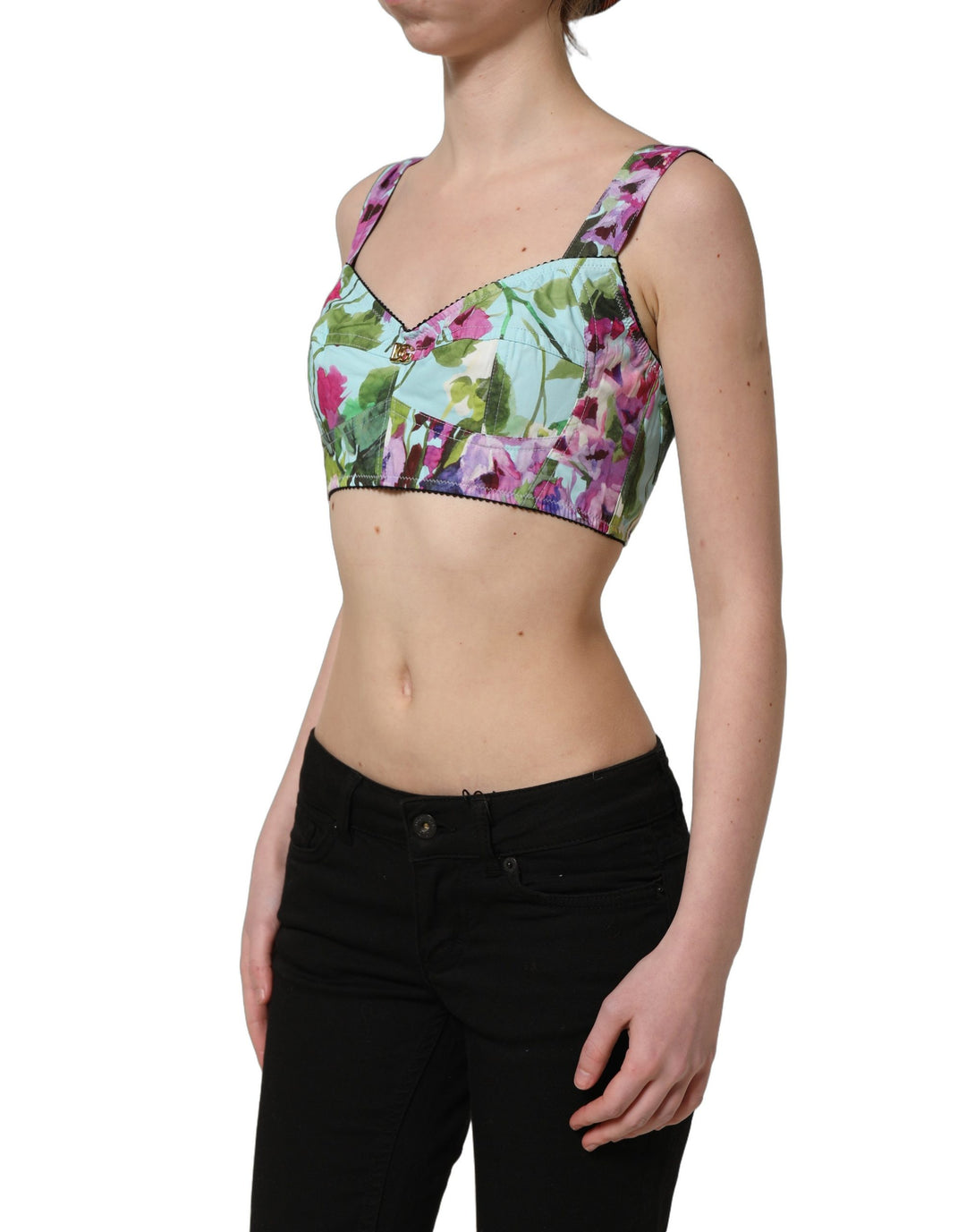 Dolce &amp; Gabbana Multicolor Floral Cropped Bustier Tank Top