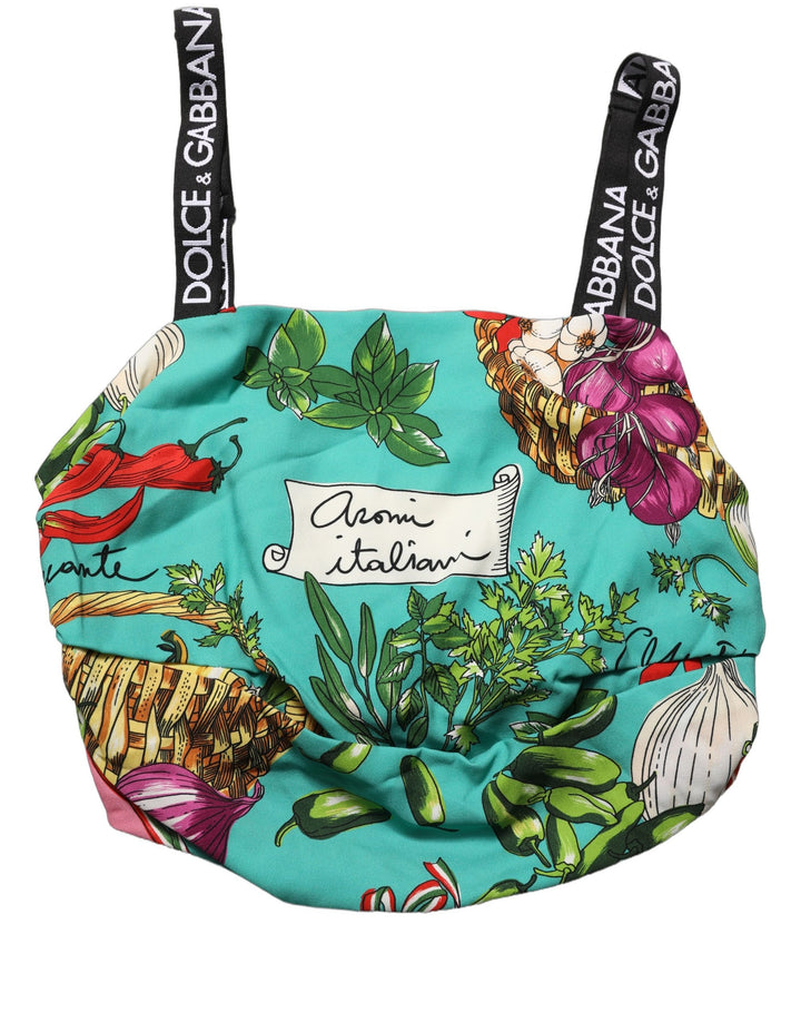 Dolce &amp; Gabbana Multicolor Silk Vegetable Print Cropped Top