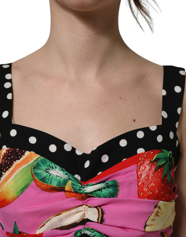 Dolce &amp; Gabbana Multicolor Silk Cropped Bustier Corset Top