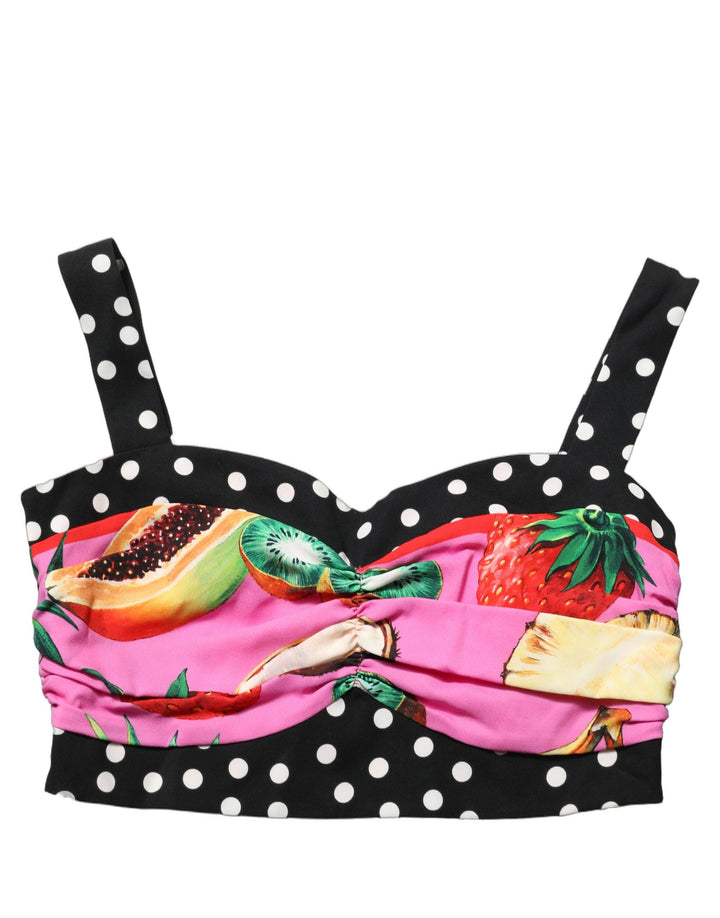 Dolce &amp; Gabbana Multicolor Silk Cropped Bustier Corset Top