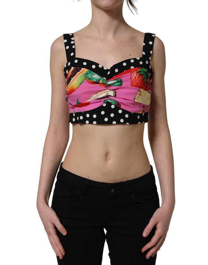 Dolce &amp; Gabbana Multicolor Silk Cropped Bustier Corset Top