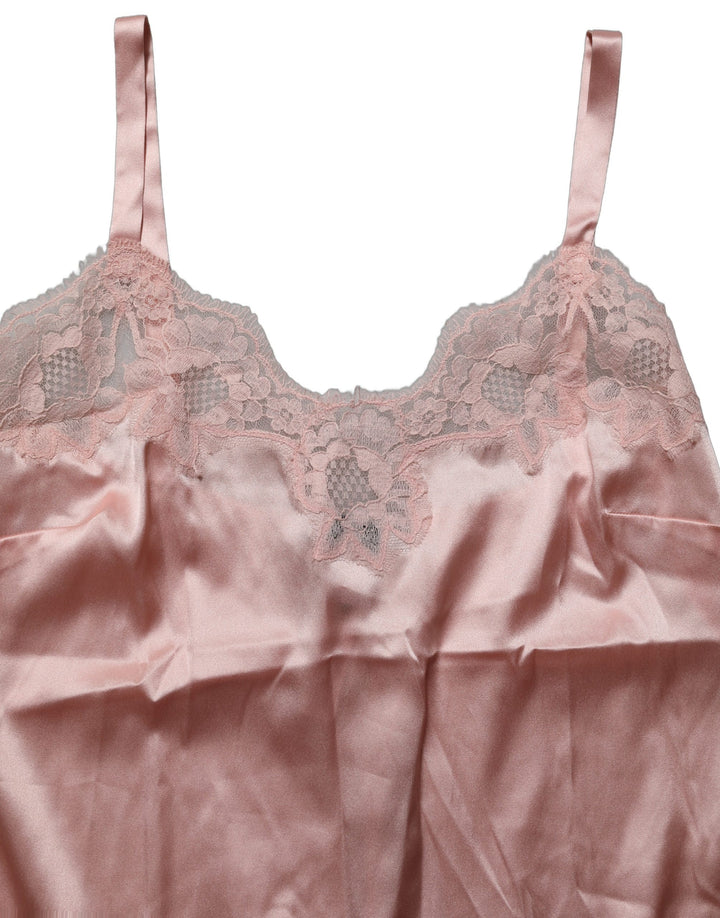Dolce &amp; Gabbana Light Pink Floral Lace Lingerie Underwear Top