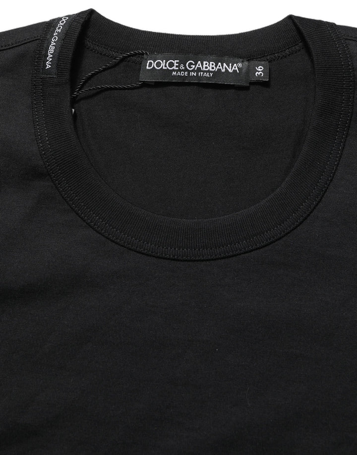 Dolce &amp; Gabbana Black Cotton Short Sleeves Crew Neck T-shirt