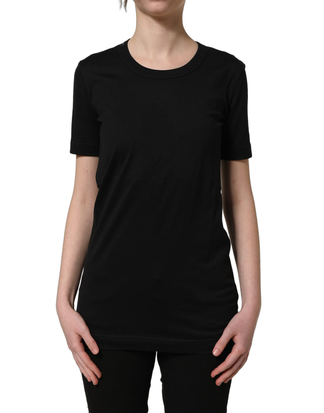 Dolce &amp; Gabbana Black Cotton Short Sleeves Crew Neck T-shirt