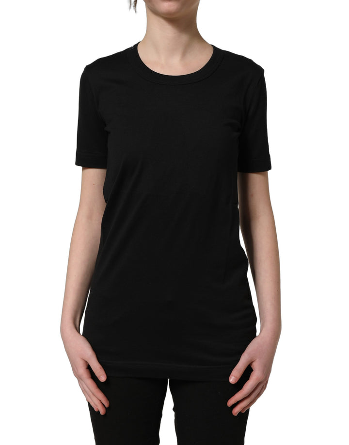 Dolce &amp; Gabbana Black Cotton Short Sleeves Crew Neck T-shirt