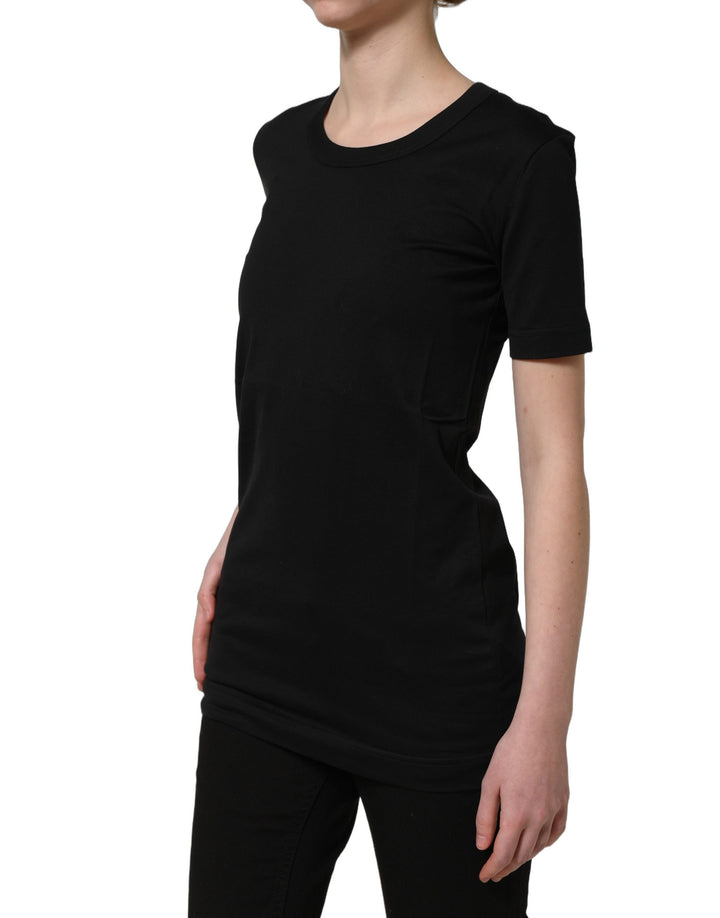 Dolce &amp; Gabbana Black Cotton Short Sleeves Crew Neck T-shirt